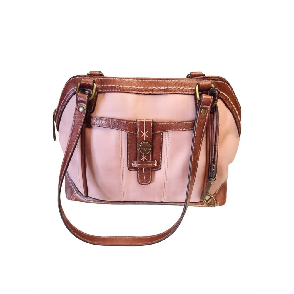 boc Pink & Brown Faux Leather Shoulder Bag Purse, 14"x11"x4"